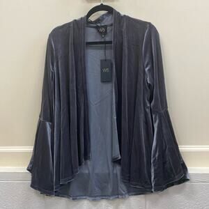 W5 Anthropologie NWT women’s size Large open front gray velvet jacket
